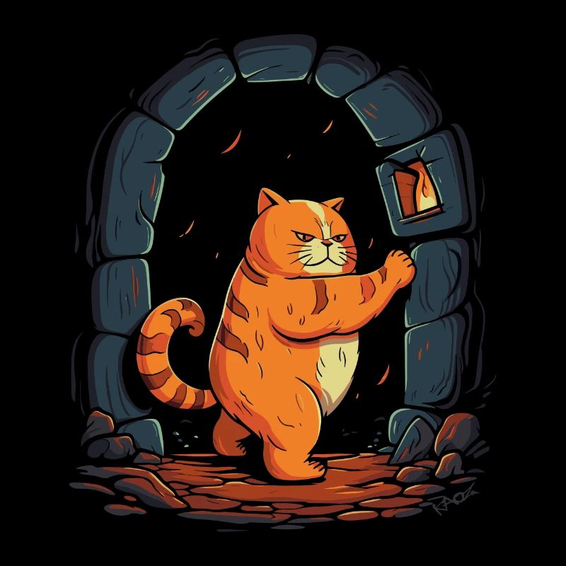 Le matou de donjon rouge rond et épais, le chat