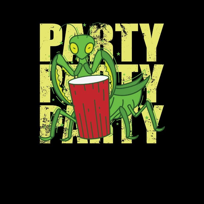 Party praying mantis with drink