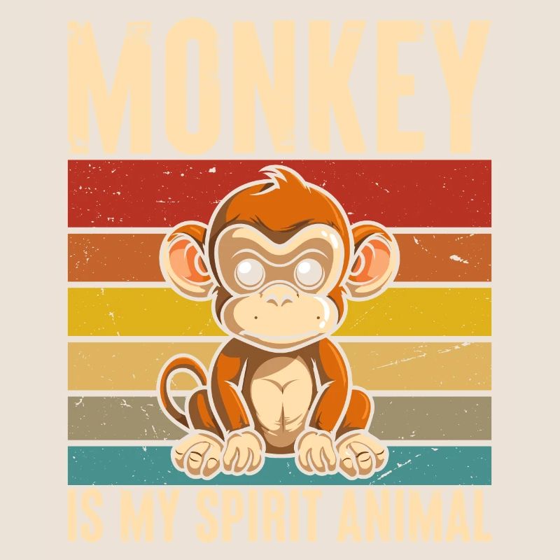 Monkey Is My Ghost Animal Retro
