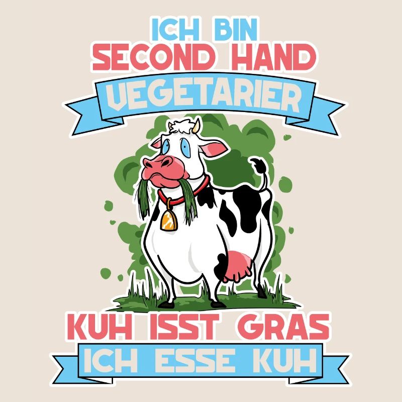 Ich Bin Second Hand Vegetarier Kuh Isst Gras