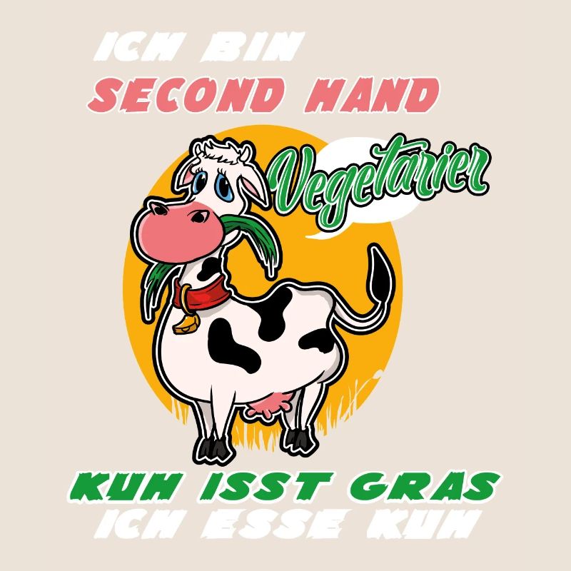 Ich Bin Second Hand Vegetarier Kuh Isst Gras