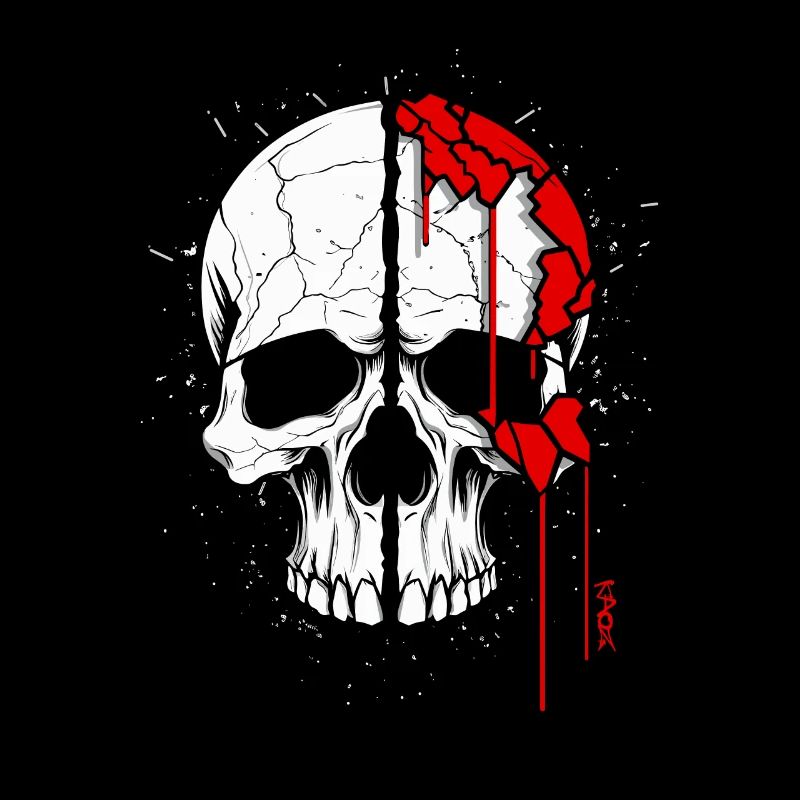 Skull with red paint