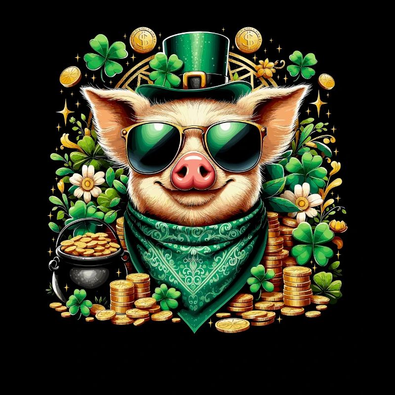 Cochon cool avec trèfle