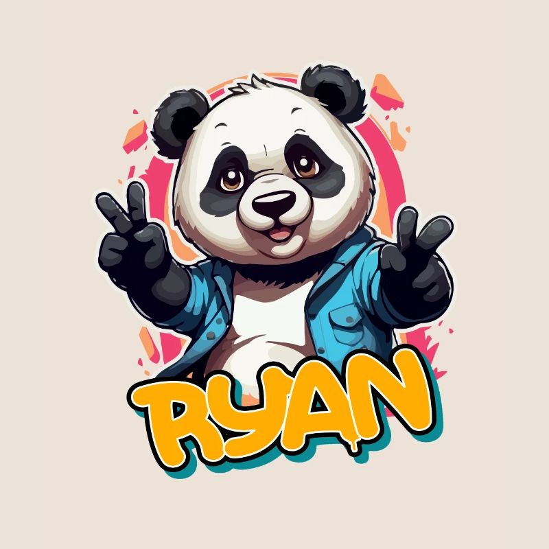RYAN - Beau nom de garçon avec Cool Panda