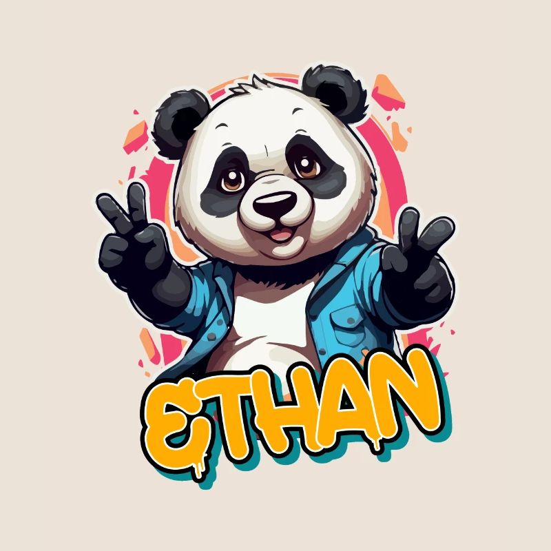ETHAN - Beau nom de garçon avec Cool Panda