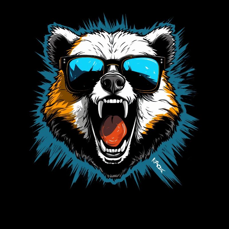 Cool sunglasses and a roaring bear