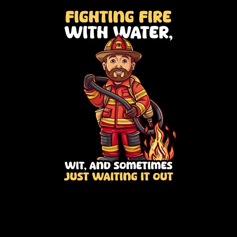 Firefighter With Water, Wit, and Just Waiting It