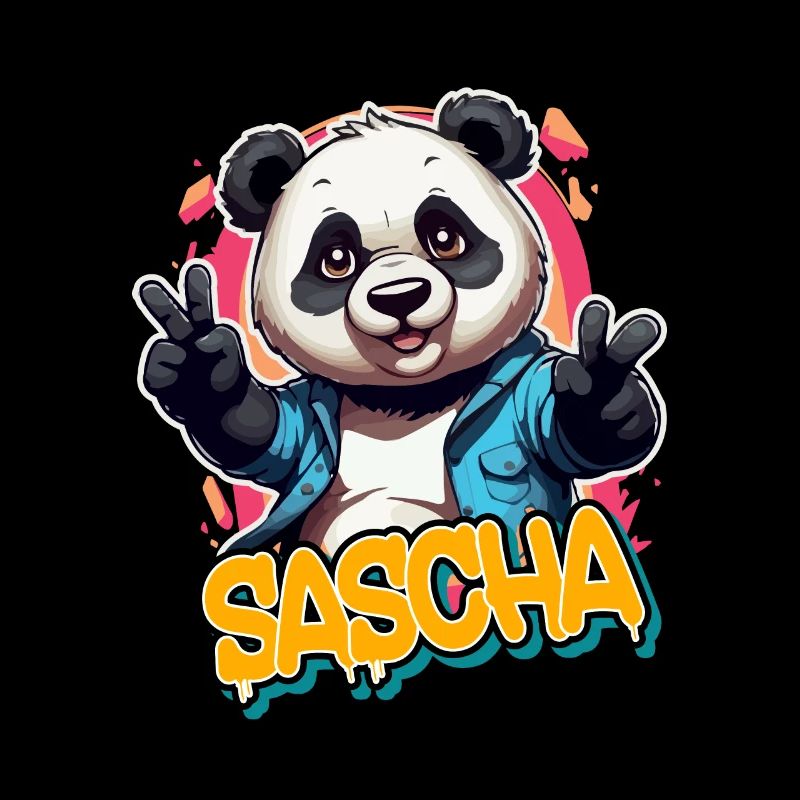 SASCHA - Beau prénom de garçon avec panda cool