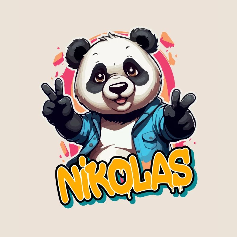 NIKOLAS - Handsome boy name with cool panda
