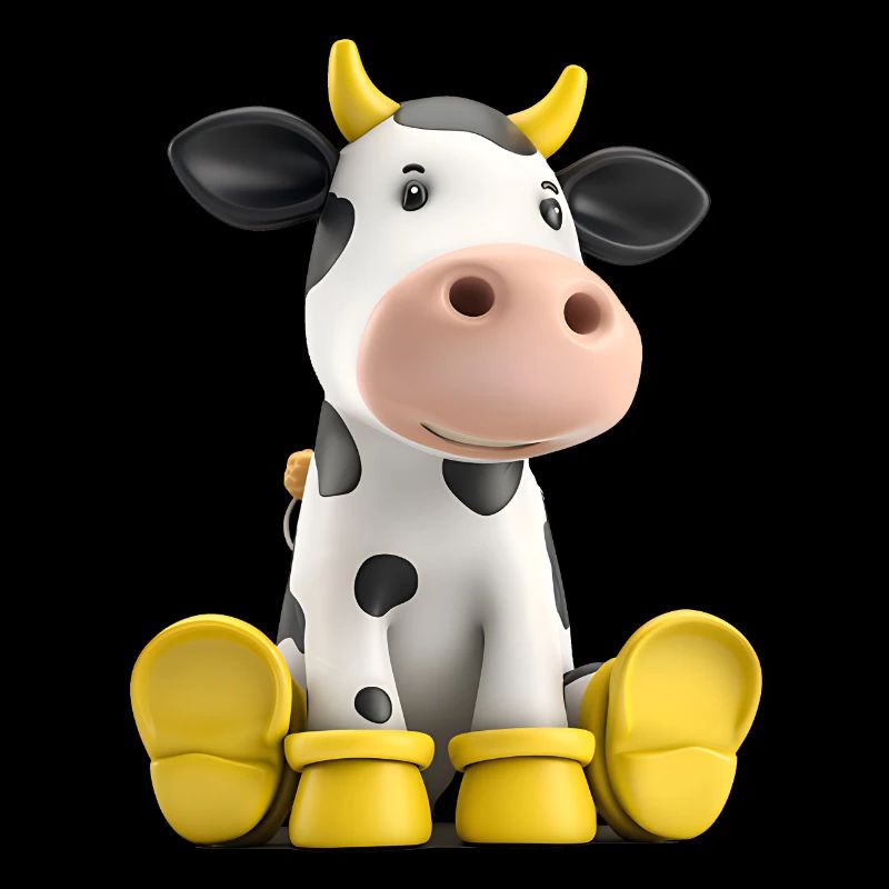 Funny cow with rubber boots