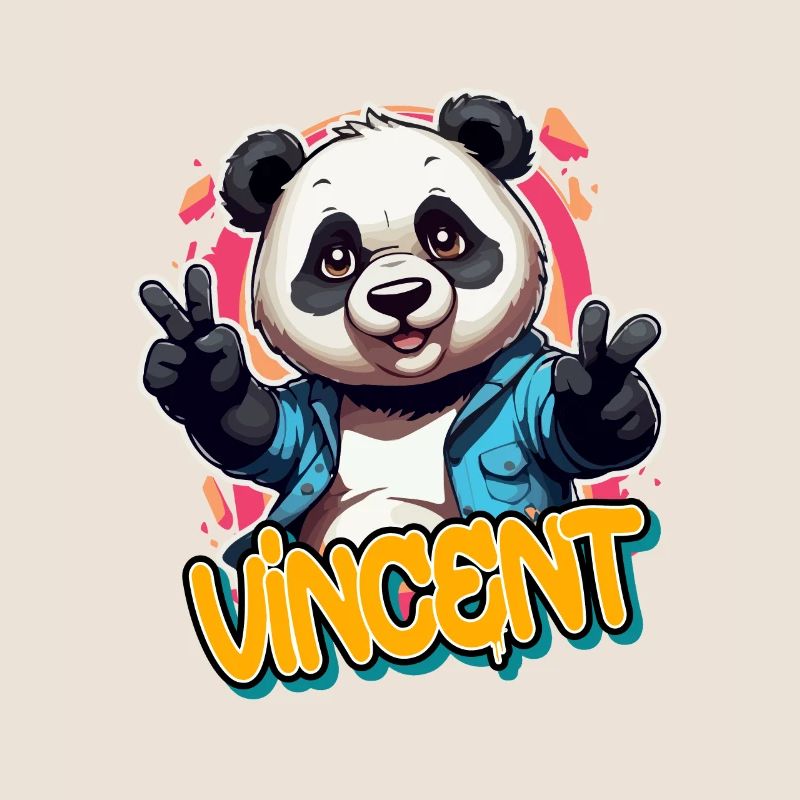 VINCENT - Beau nom de garçon avec Panda cool