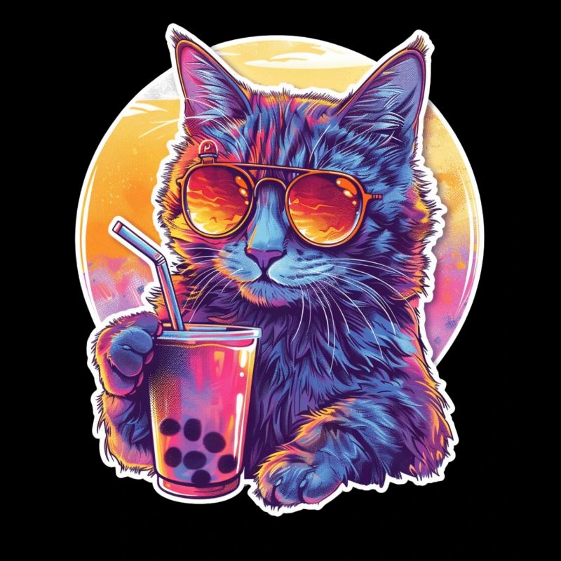 Bubble Tea Getränk Lover Kitten Drink Bande dessinée