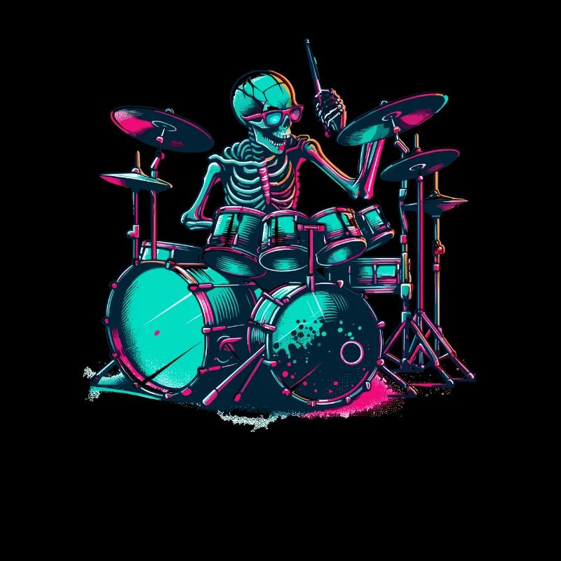 Skeleton Playing Drums Tambour Drummer Drumming