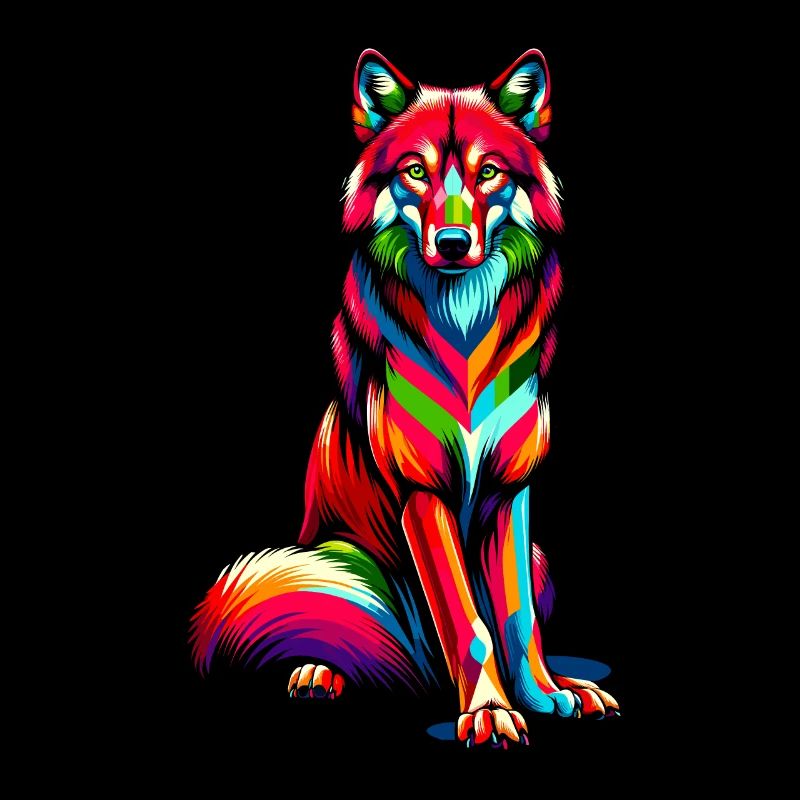 Bunte Pop Art Roter Wolf Liebhaber Wölfe