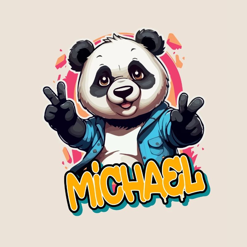 MICHAEL - Handsome Boy Name with Cool Panda