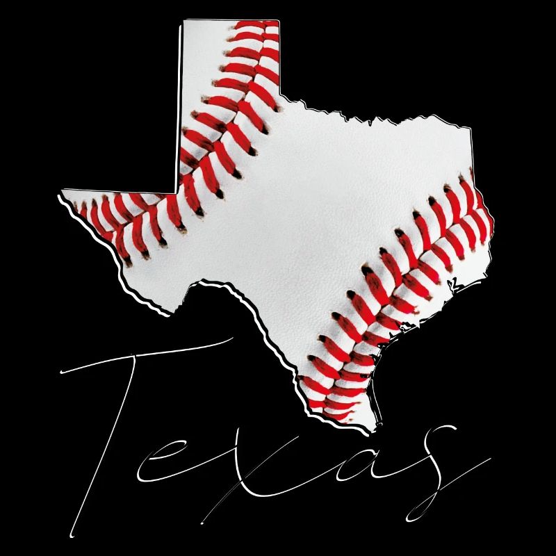 Real Baseball in Texas State Map TX