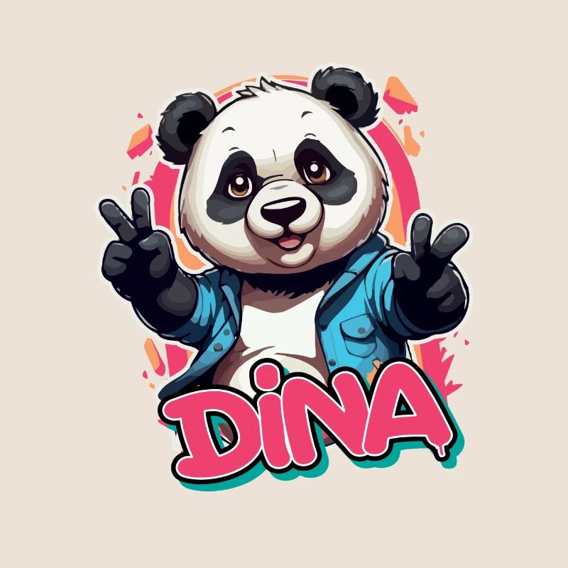 DINA - Schöner Mädchen Name mit coolem Panda