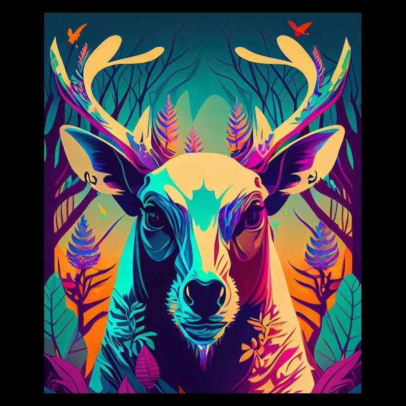 Abstrait Néon Cerf
