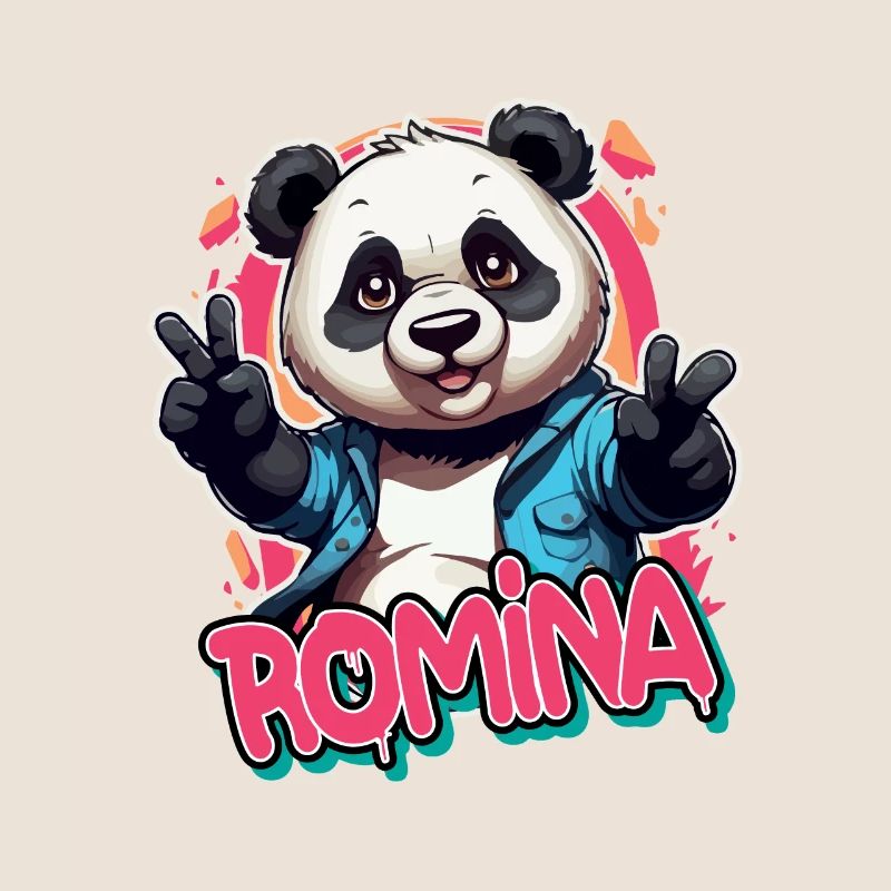 ROMINA - Schöner Mädchen Name mit coolem Panda
