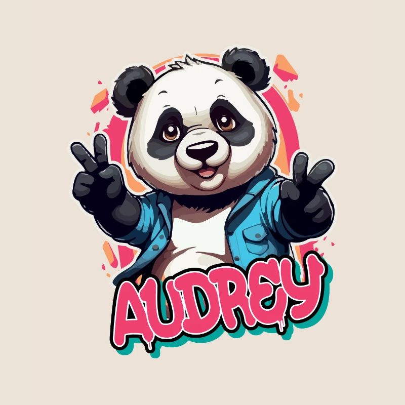 AUDREY - Schöner Mädchen Name mit coolem Panda