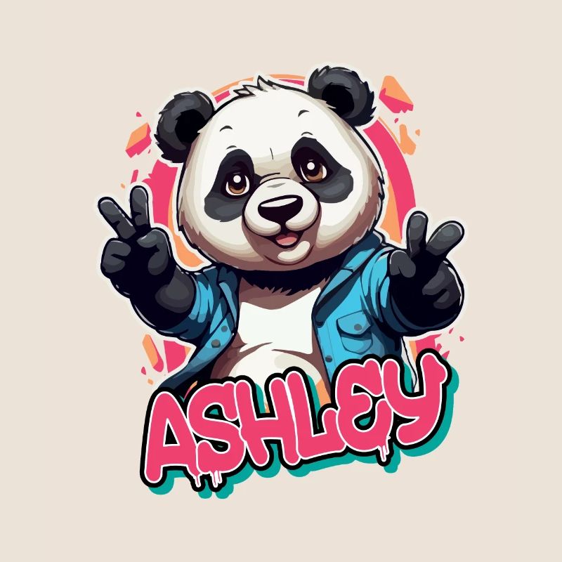 ASHLEY - Schöner Mädchen Name mit coolem Panda