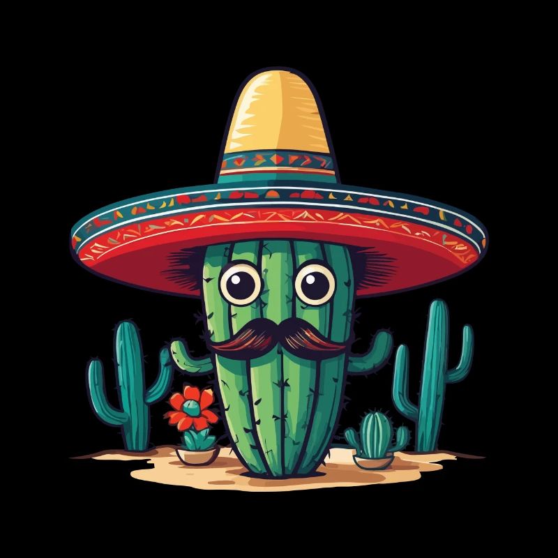 Cactus Fiesta Cacti with Sombrero Cinco de Mayo