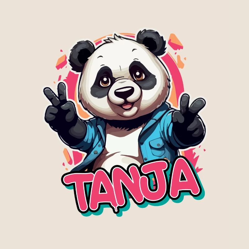 TANJA - Schöner Mädchen Name mit coolem Panda
