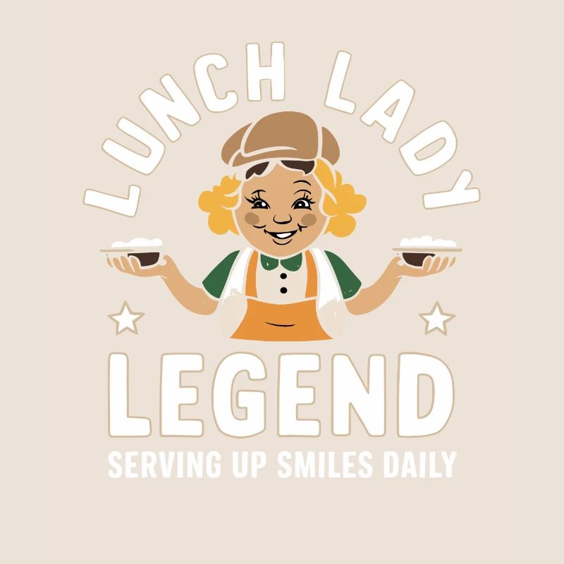 School Lunch Lady Schoolworker In Cafeteria