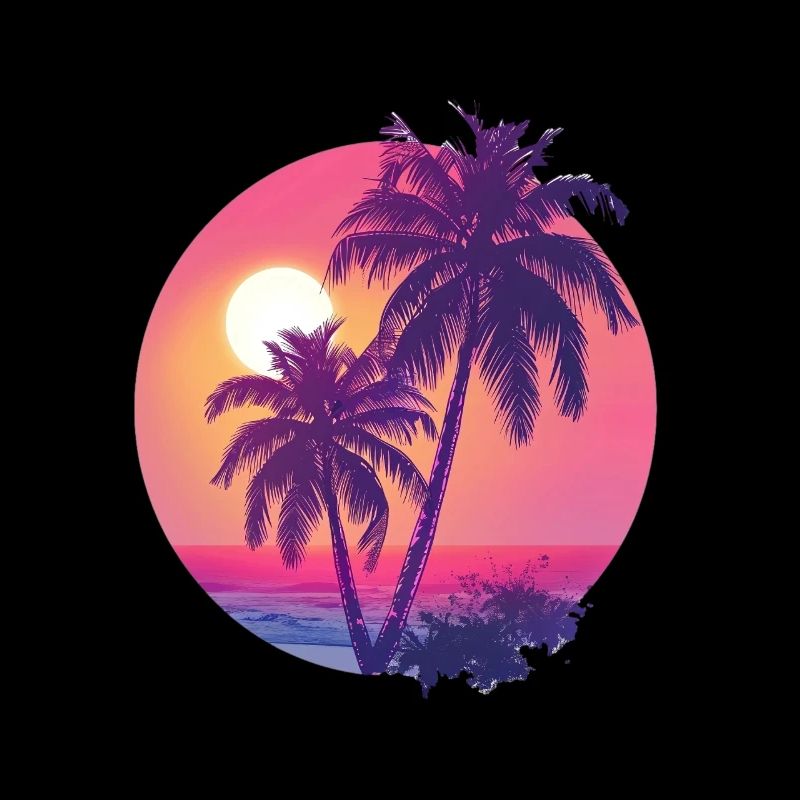 Tropical sunset with palm trees