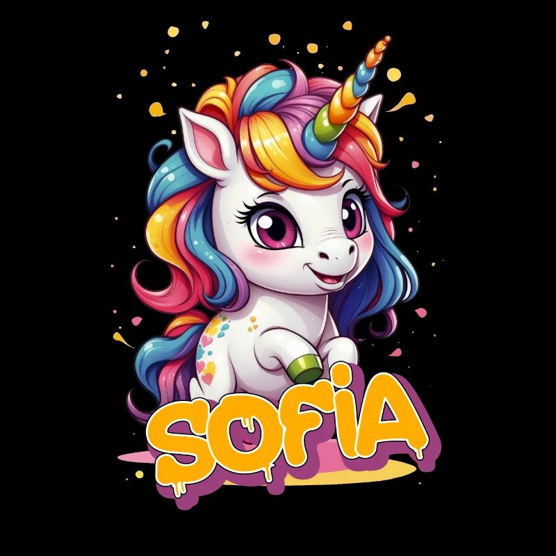 SOFIA - Schöner Mädchen Name mit süßem Einhorn