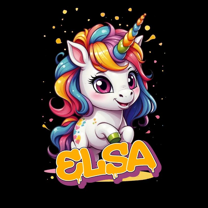ELSA - Schöner Mädchen Name mit süßem Einhorn