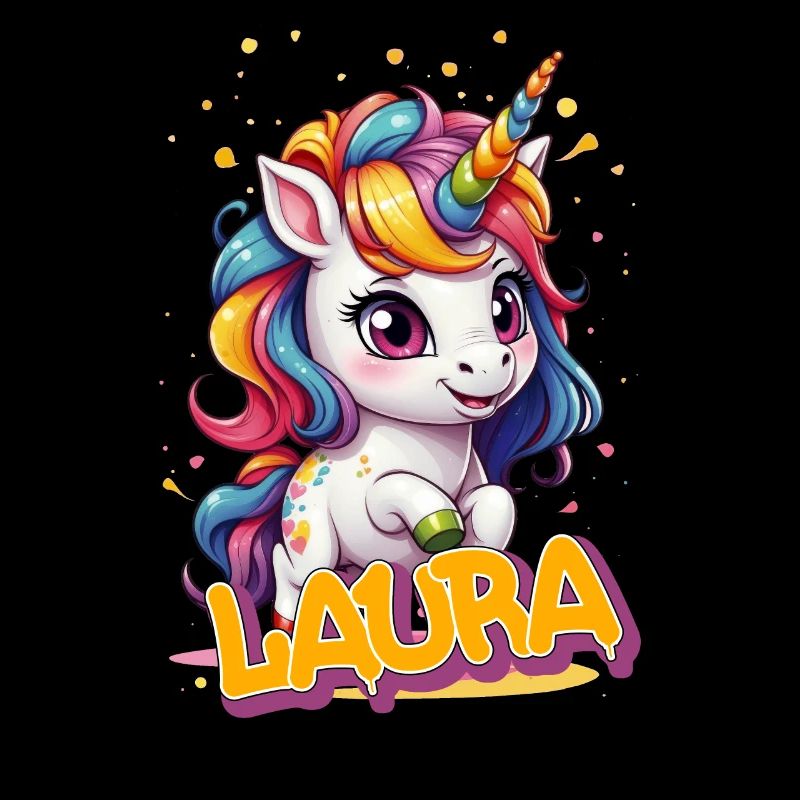 LAURA - Schöner Mädchen Name mit süßem Einhorn