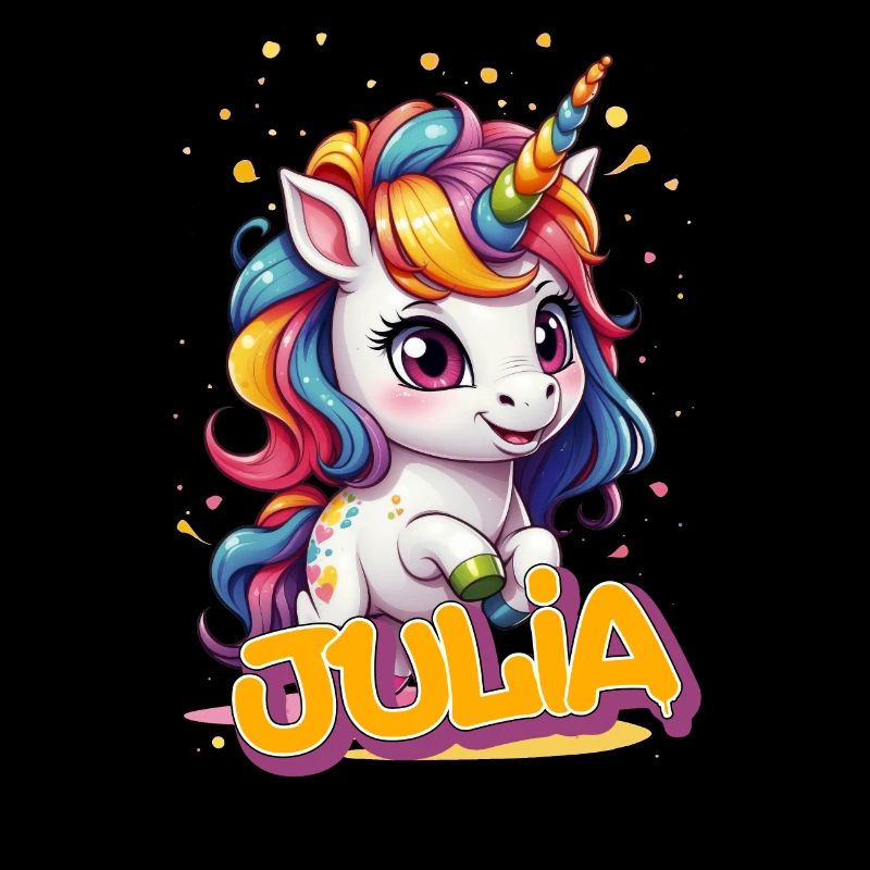 JULIA - Schöner Mädchen Name mit süßem Einhorn