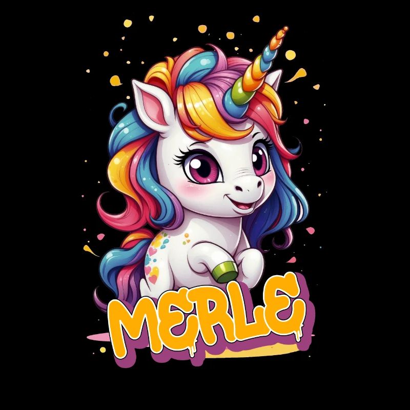 MERLE - Schöner Mädchen Name mit süßem Einhorn