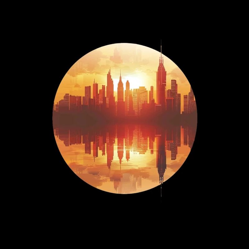 Sunset Cityscape Reflection