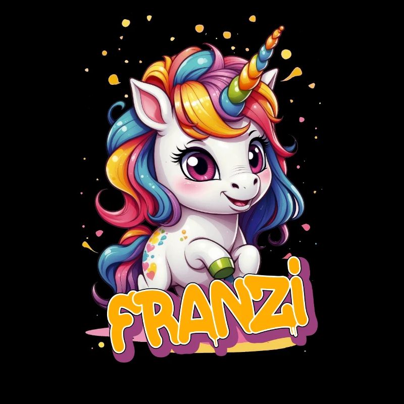 FRANZI - Schöner Mädchen Name mit süßem Einhorn
