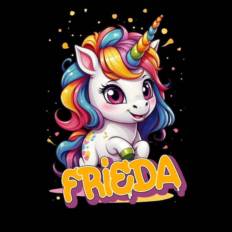 FRIEDA - Schöner Mädchen Name mit süßem Einhorn
