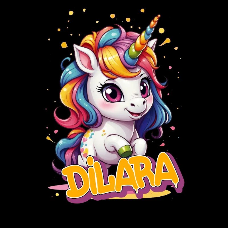 DILARA - Schöner Mädchen Name mit süßem Einhorn
