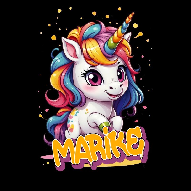 MARIKE - Schöner Mädchen Name mit süßem Einhorn