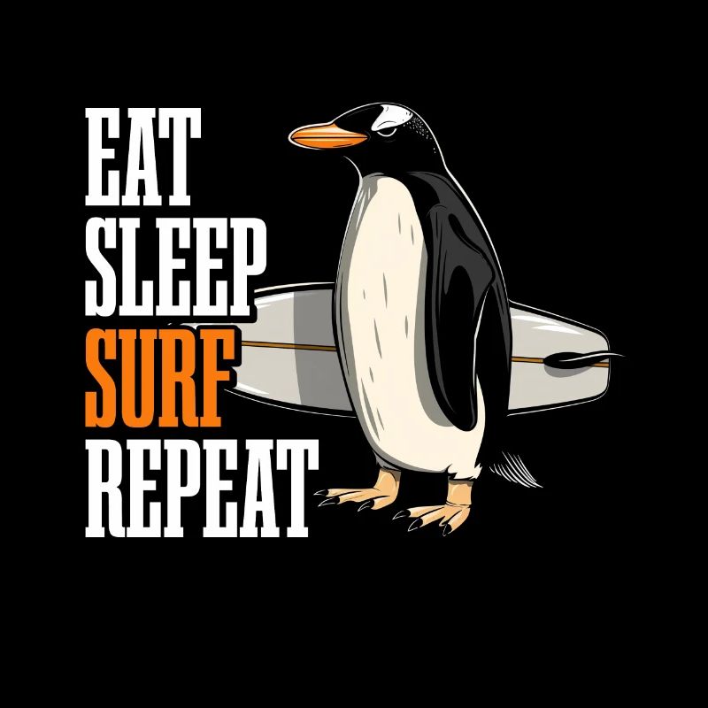 Pingouin Surf Surfer Funny Gift