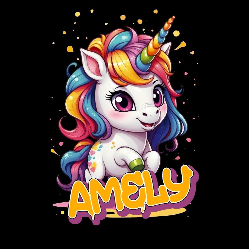 AMELY - Schöner Mädchen Name mit süßem Einhorn