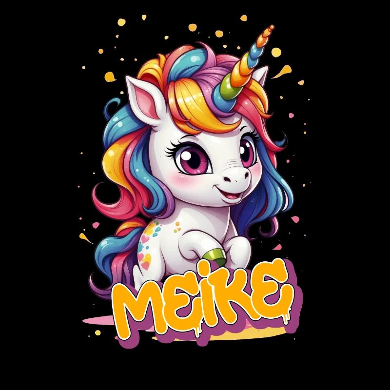 MEIKE - Schöner Mädchen Name mit süßem Einhorn