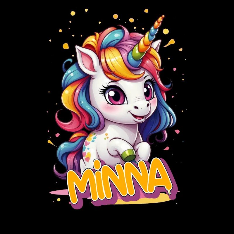 MINNA - Schöner Mädchen Name mit süßem Einhorn