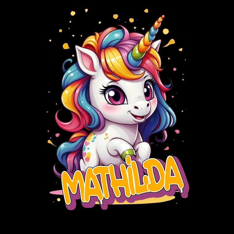 MATHILDA - Schöner Mädchen Name mit süßem Einhorn