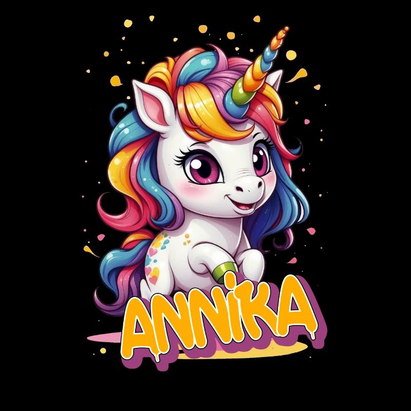 ANNIKA - Schöner Mädchen Name mit süßem Einhorn