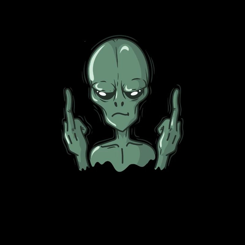 Alien shows middle finger