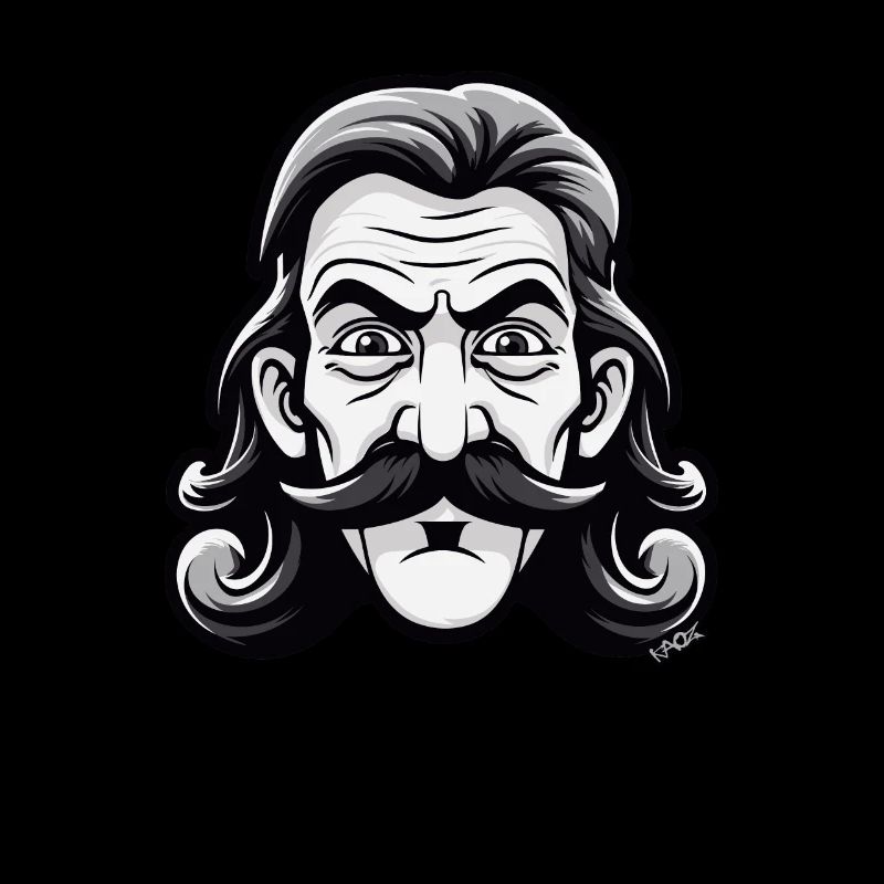 Mustache Man with Neck Mat Mullet