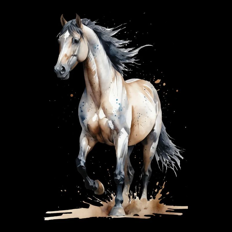 Aquarell Pferd fängt den Wind ein