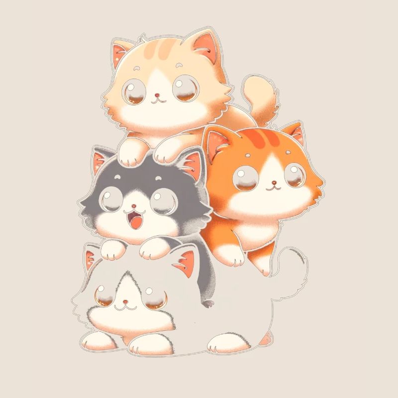 Stack of Kitty Cats Stack Kawaii Meowtain Anime