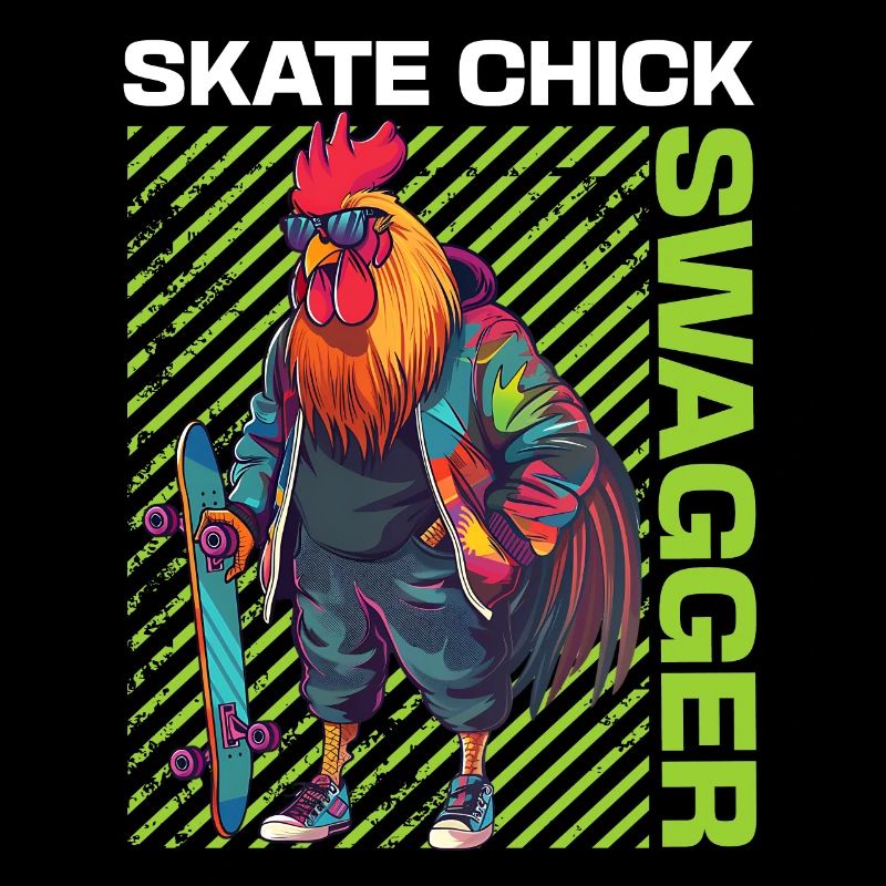 Skate Chick Swagger | Rooster with skateboard